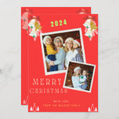 2枚の写真クリスマスファミリー 招待状 (正面/裏面)