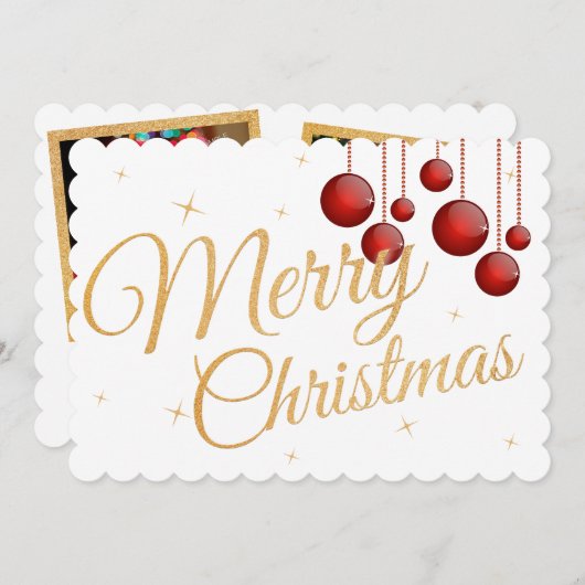 2枚の写真クリスマスフェスティバルグリーティングカード (正面/裏面)