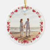 2枚の写真クリスマスホリデーボタニカルリース セラミックオーナメント (正面)