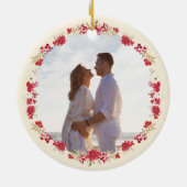 2枚の写真クリスマスホリデーボタニカルリース セラミックオーナメント (裏面)