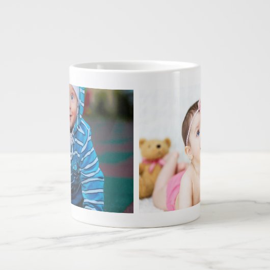 2枚の写真コラージュ|友人の家族企業の| ジャンボコーヒーマグカップ (正面)