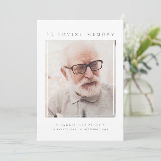 2枚の写真シンプルをモダン愛する思い出の葬儀 サンキューカード (スタンド正面)