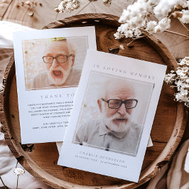 2枚の写真シンプルをモダン愛する思い出の葬儀 サンキューカード