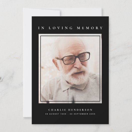 2枚の写真シンプルをモダン愛する思い出の葬儀 サンキューカード (正面)