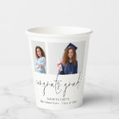 2枚の写真スクリプトおめでとうグラ感謝していド 紙コップ (正面)