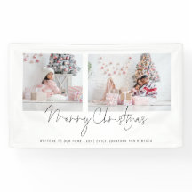 2枚の写真スクリプトようこそ名前メリークリスマス