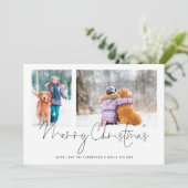 2枚の写真スクリプトファミリーと犬メリークリスマス シーズンカード (スタンド正面)