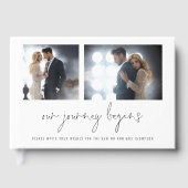 2枚の写真スクリプト私たちの旅の始結婚まり ゲストブック (正面)