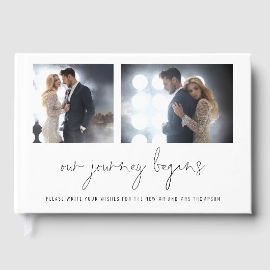 2枚の写真スクリプト私たちの旅の始結婚まり ゲストブック (正面)