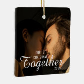 2枚の写真タイポグラフィ初めてのクリスマス セラミックオーナメント (右)