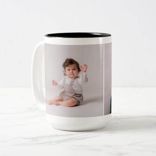 2枚の写真パーソナライズされたを作成 ツートーンマグカップ (正面左)