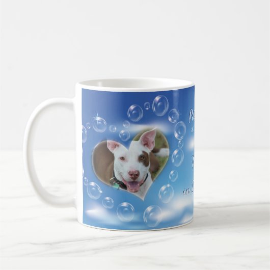 2枚の写真パーソナライズされたバブルハートペット記念館 コーヒーマグカップ (左)