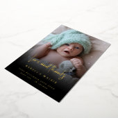 2枚の写真ブラックフォイル誕生のお知らせ 箔招待状 (回転した状態)