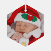 2枚の写真ベビーファミリー写真 ガラスオーナメント (裏面)