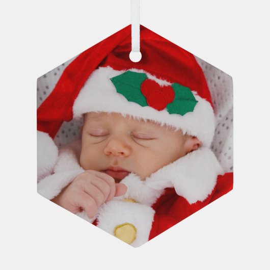 2枚の写真ベビーファミリー写真 ガラスオーナメント (裏面)