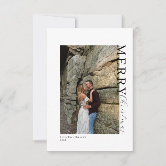 2枚の写真ミニマルクリスマスカード 出欠カード (正面)