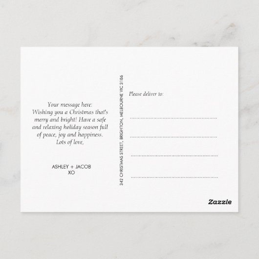 2枚の写真ミニマルモダンリストMerry Christmas ポストカード (裏面)