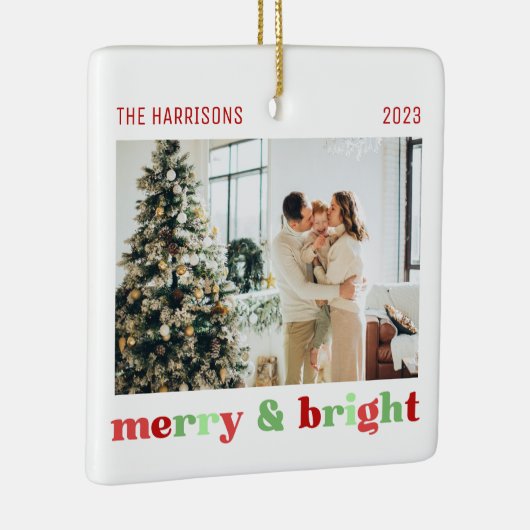 2枚の写真メリーと明るい家族のクリスマスカラー セラミックオーナメント (右)