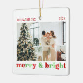2枚の写真メリーと明るい家族のクリスマスカラー セラミックオーナメント (左)