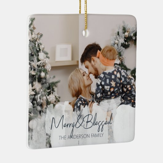 2枚の写真メリーと賛美シンプルクリスマス セラミックオーナメント (右)