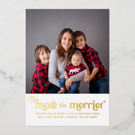 2枚の写真メリーを紹介するベビー金ゴールド 箔シーズンカード (正面)