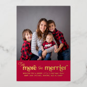 2枚の写真メリーベビー誕生金ゴールド 箔シーズンカード (正面)