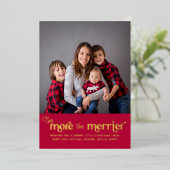 2枚の写真メリーベビー誕生金ゴールド 箔シーズンカード (立ち正面)