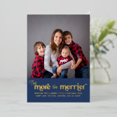 2枚の写真メリー新生児金ゴールド 箔シーズンカード (立ち正面)