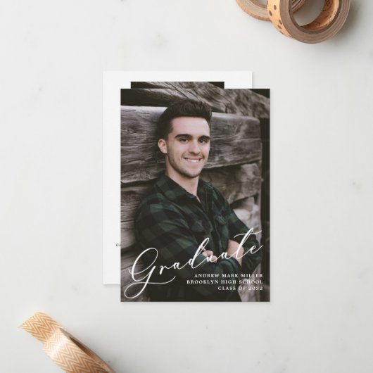 2枚の写真モダンの卒業発表の予算を設定 ノートカード (正面/裏面インサイチュ)