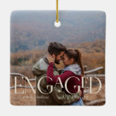 2枚の写真モダン婚約した編集可能カラー セラミックオーナメント (裏面)