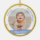 2枚の写真モダン男の赤ちゃん初めてのクリスマスおばあちゃん セラミックオーナメント (正面)