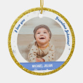 2枚の写真モダン男の赤ちゃん初めてのクリスマスおばあちゃん セラミックオーナメント (正面)