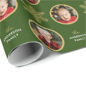 2枚の写真ユニークスノーフレーク王室のグリーンクリスマス ラッピングペーパー (ロールコーナー)