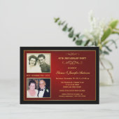 2枚の写真付きの周年記念カード - 結婚40周年 招待状 (スタンド正面)