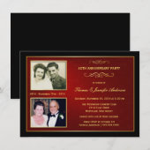 2枚の写真付きの「過去と現在」の記念 - 40周年 招待状 (正面/裏面)