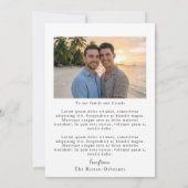 2枚の写真付きゲイの結婚式メッセージ サンキューカード (裏面)