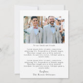 2枚の写真付きゲイの結婚式メッセージ サンキューカード (裏面)