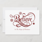 2枚の写真信じ赤雪片クリスマスカード (正面)