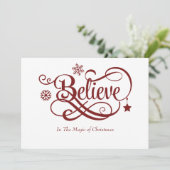 2枚の写真信じ赤雪片クリスマスカード (スタンド正面)