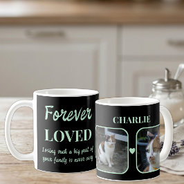 2枚の写真入りペットロス記念品 ブラックグリーン コーヒーマグカップ