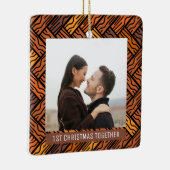 2枚の写真初めてのクリスマスを一緒に茶色 セラミックオーナメント (右)