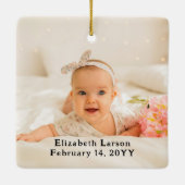 2枚の写真初めてのクリスマスを祖父母としてかわいい セラミックオーナメント (裏面)