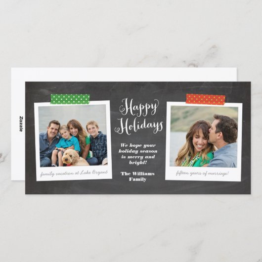 2枚の写真和紙テープチョークボードホリデーフォトカード シーズンカード (正面/裏面)