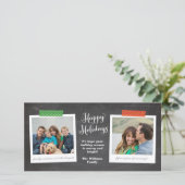 2枚の写真和紙テープチョークボードホリデーフォトカード シーズンカード (スタンド正面)