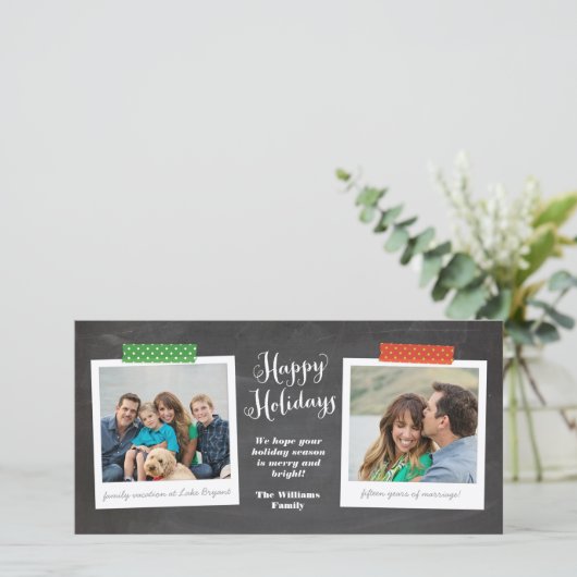 2枚の写真和紙テープチョークボードホリデーフォトカード シーズンカード (スタンド正面)