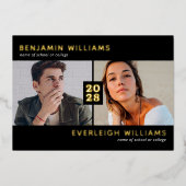 2枚の写真実在卒業金箔招待状 箔招待状 (正面)