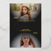 2枚の写真実在卒業金箔Then & Now 箔招待状 (正面)