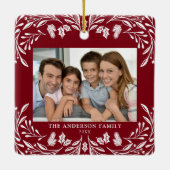 2枚の写真家族の冬の緑の赤いクリスマス セラミックオーナメント (裏面)