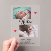 2枚の写真少年の誕生の告知アクリルカード アクリル招待状 (インサイチュ (ポータブル))