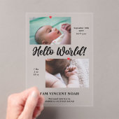 2枚の写真少年の誕生の告知アクリルカード アクリル招待状 (インサイチュ (ポータブル))